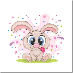 Little cartoon rabbit. Posters and Art